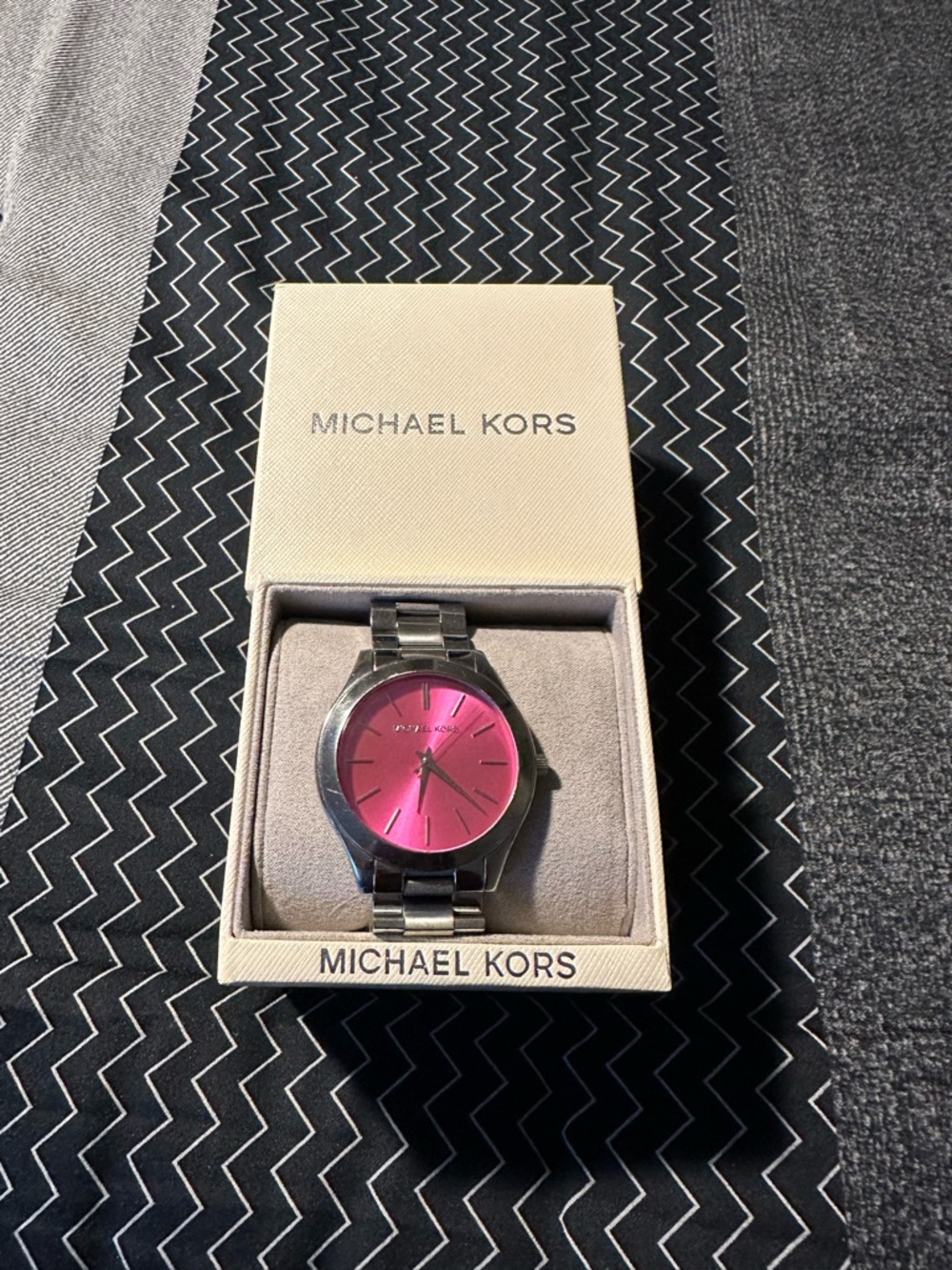 Michael Kors Silver Watch with Pink Dial